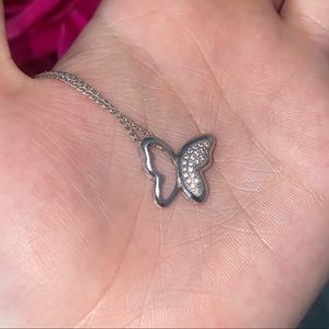 Diamond & 925 Silver Butterfly Necklace